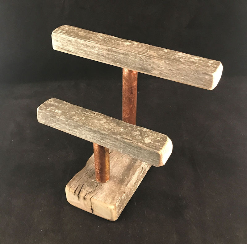 Double Bracelet Stand with Distressed Copper Risers - 9" tall & 6" tall (image for) Double Bracelet Stand with Distressed Copper Risers - 9" tall & 6" tall