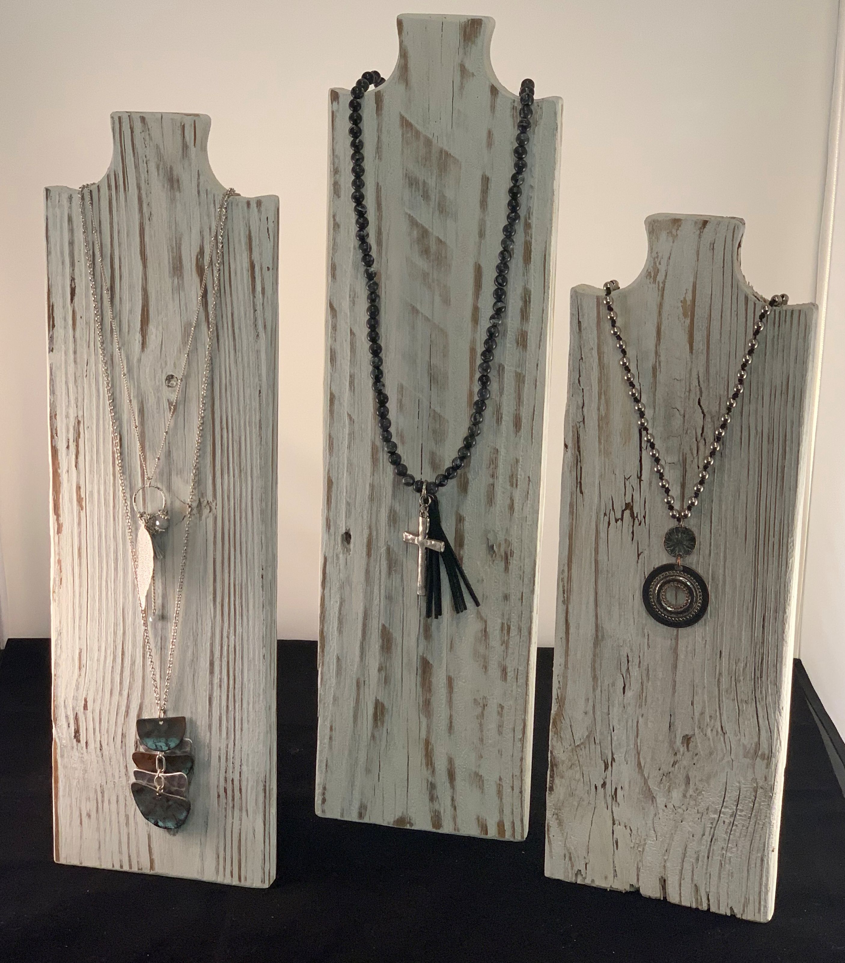 Necklace Display in White Washed and Distressed Weathered Wood (image for) Necklace Display in White Washed and Distressed Weathered Wood